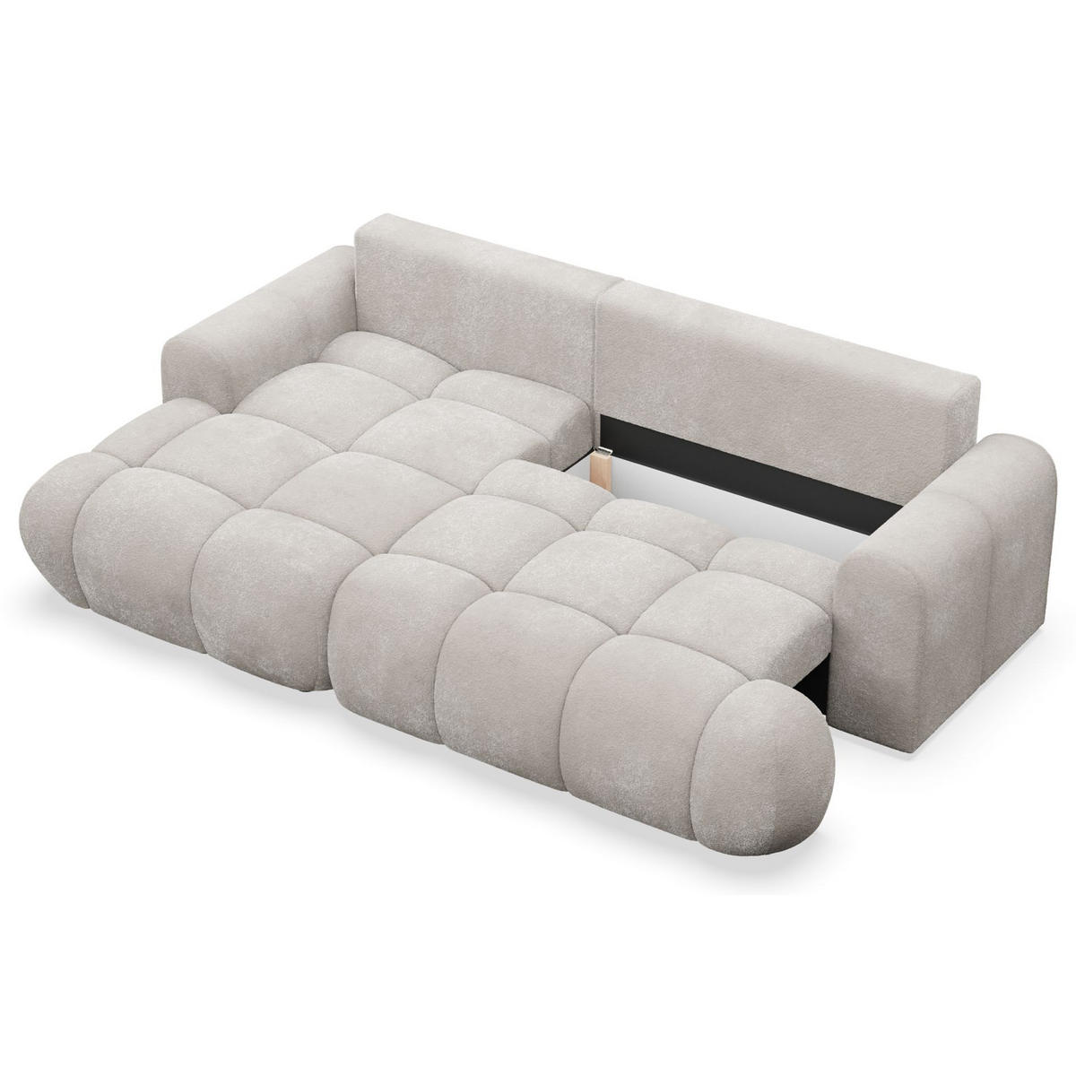 ECKSOFA Ombo Mini, Graubeige Bouclé, linksseitig - Taupe/Schwarz, Kunststoff/Textil (256/155cm) - Selsey