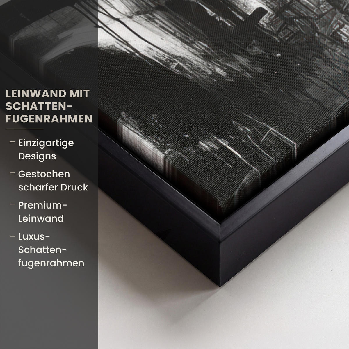 LEINWAND Bilder mit Rahmen - Malerei - Figuren - Schwarz - Abstrakt - 80x60 - Schwarz, Textil (80/60cm) - MuchoWow