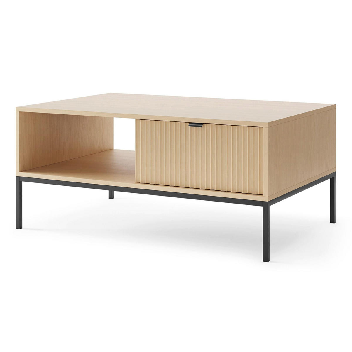 KONFERENČNÍ stolek Vellore Dekor dub s černou podnoží 104 x 68 cm - černá/béžová, kov/kompozitní dřevo (68/104/46cm) - Selsey