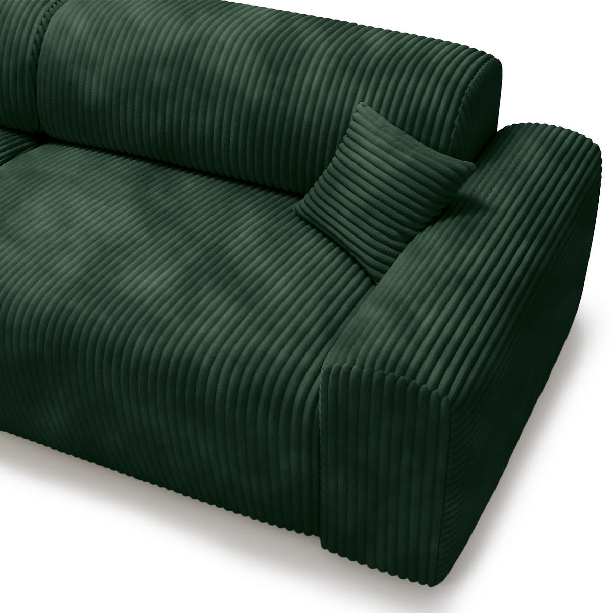 ECKSOFA mit Longchair - Cord - Schwarz/Grün, Kunststoff/Textil (284/178cm) - home24