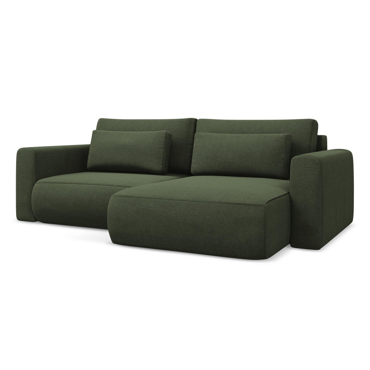 ECKSOFA mit Schlaffunktion Strukturstoff Stoff Grün - Schwarz/Olivgrün, Kunststoff/Textil (240/149cm) - LaMiaSofa