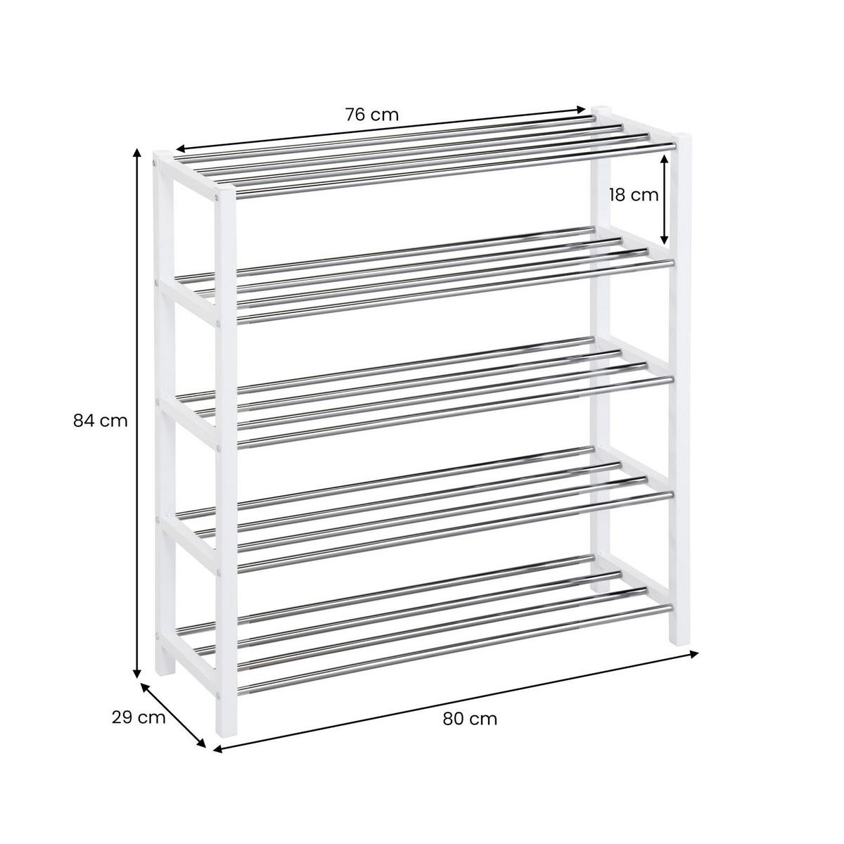 SCHUHREGAL DUBLIN weiß - Weiß, Metall (80/84/29cm) - IDIMEX