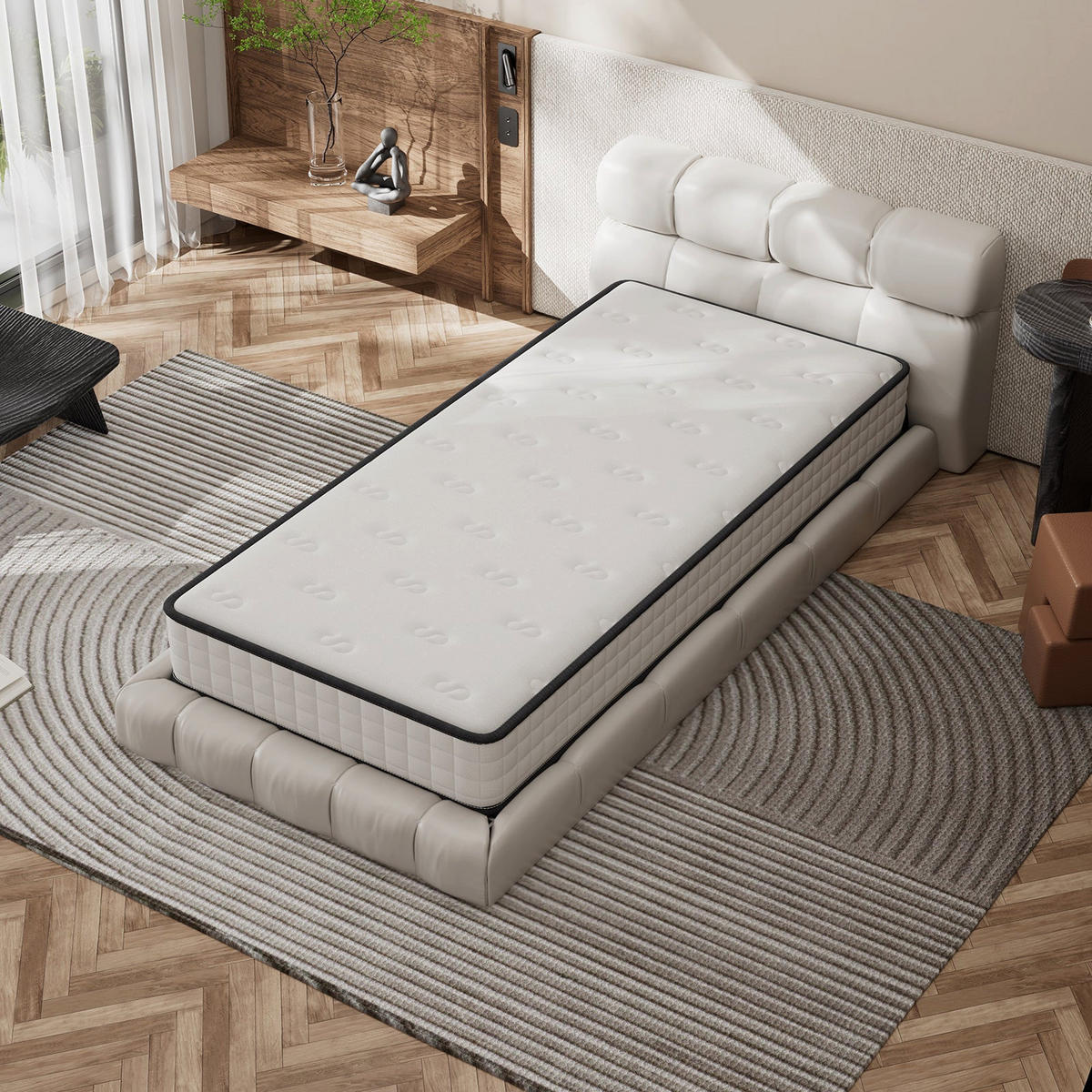 SCHAUMSTOFFMATRATZE komfortabel, 90/200 cm, Höhe ca.: 22 cm - Weiß, Textil (90/200cm) - DEWINNER