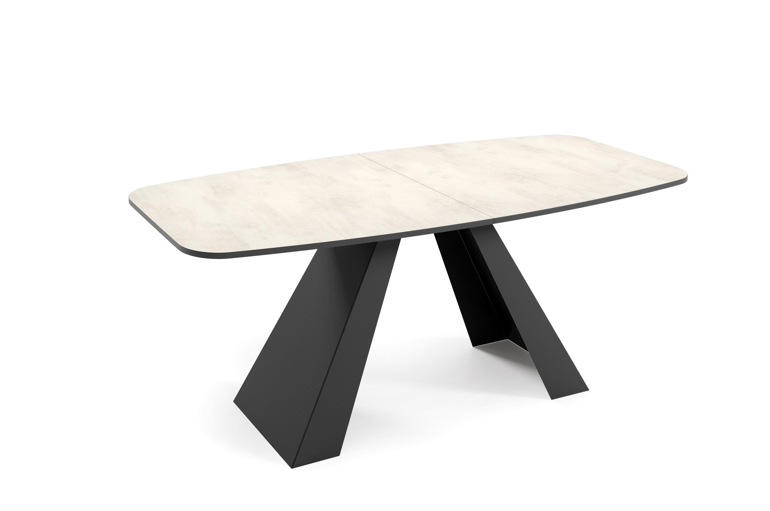 ESSTISCH Myron - Creme/Schwarz, Holzwerkstoff/Metall (80/160/76cm) - Meblini