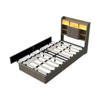 POLSTERBETT 90x200 BEIGE Leinenoptik, 2 Schubladen, USB - Beige, Holz - SHOPENTRA