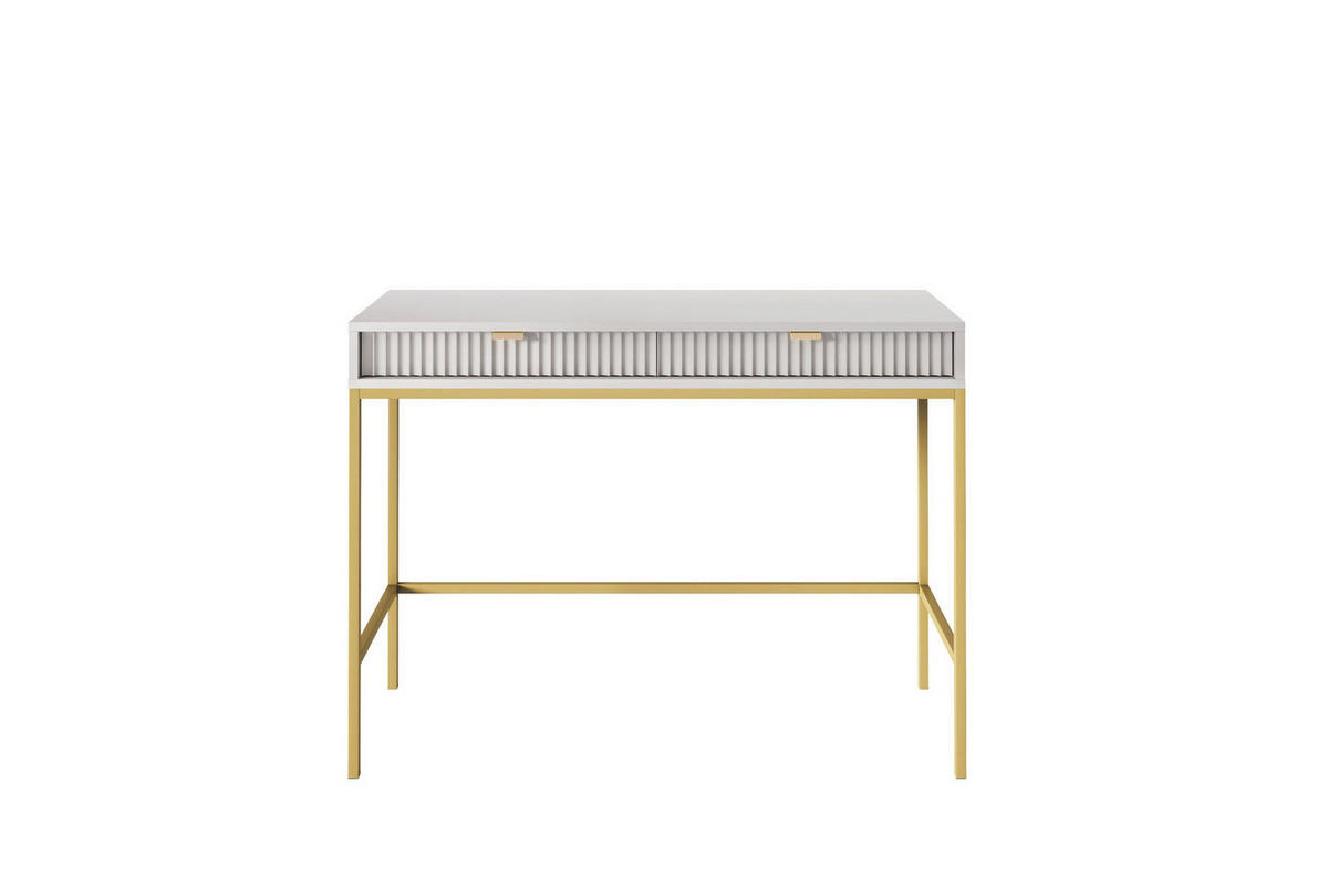 SCHMINKTISCH Kioto in Grau mit Metallbeinen - Goldfarben/Grau, Holzwerkstoff/Metall (50/104/77cm) - Ravio