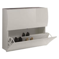 SCHUHSCHRANK Glänzendes Weiß 27/101/82 cm - Weiß, Holzwerkstoff (101/82/27cm) - DMORA