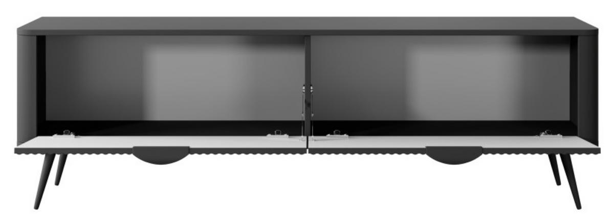 SCHRANK Schwarz LENA Gerillt 163 cm - Schwarz, Holzwerkstoff (163/51/38cm) - Sepro Meble