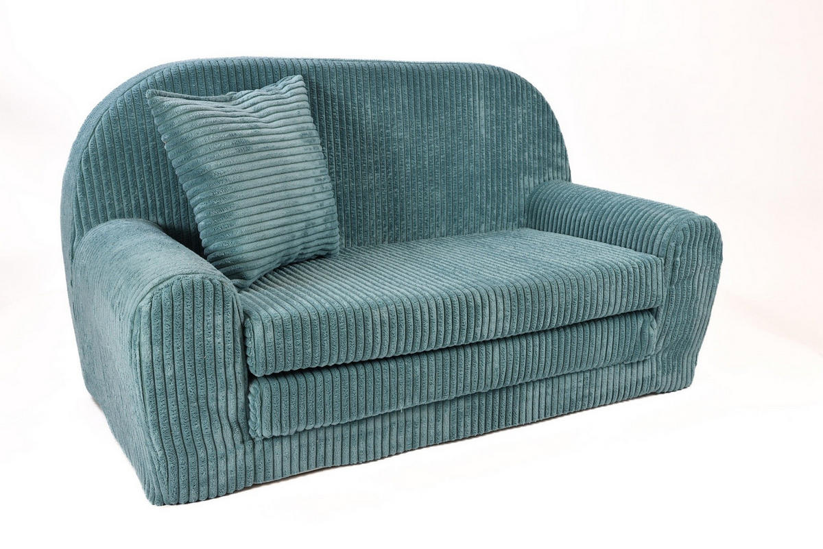 KINDERSOFA MINI aus Kuschel-Cord in Türkis - Türkis, Textil (78/45/40cm) - Fortisline