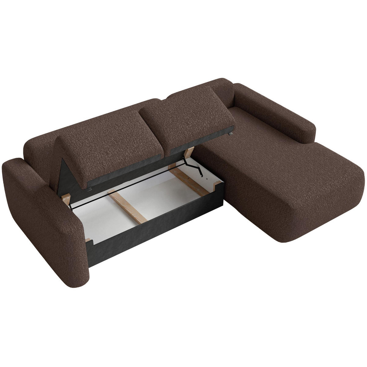 ECKSOFA Carnos Mini Braun Chenille - Schwarz/Braun, Kunststoff/Textil (164/238cm) - Selsey