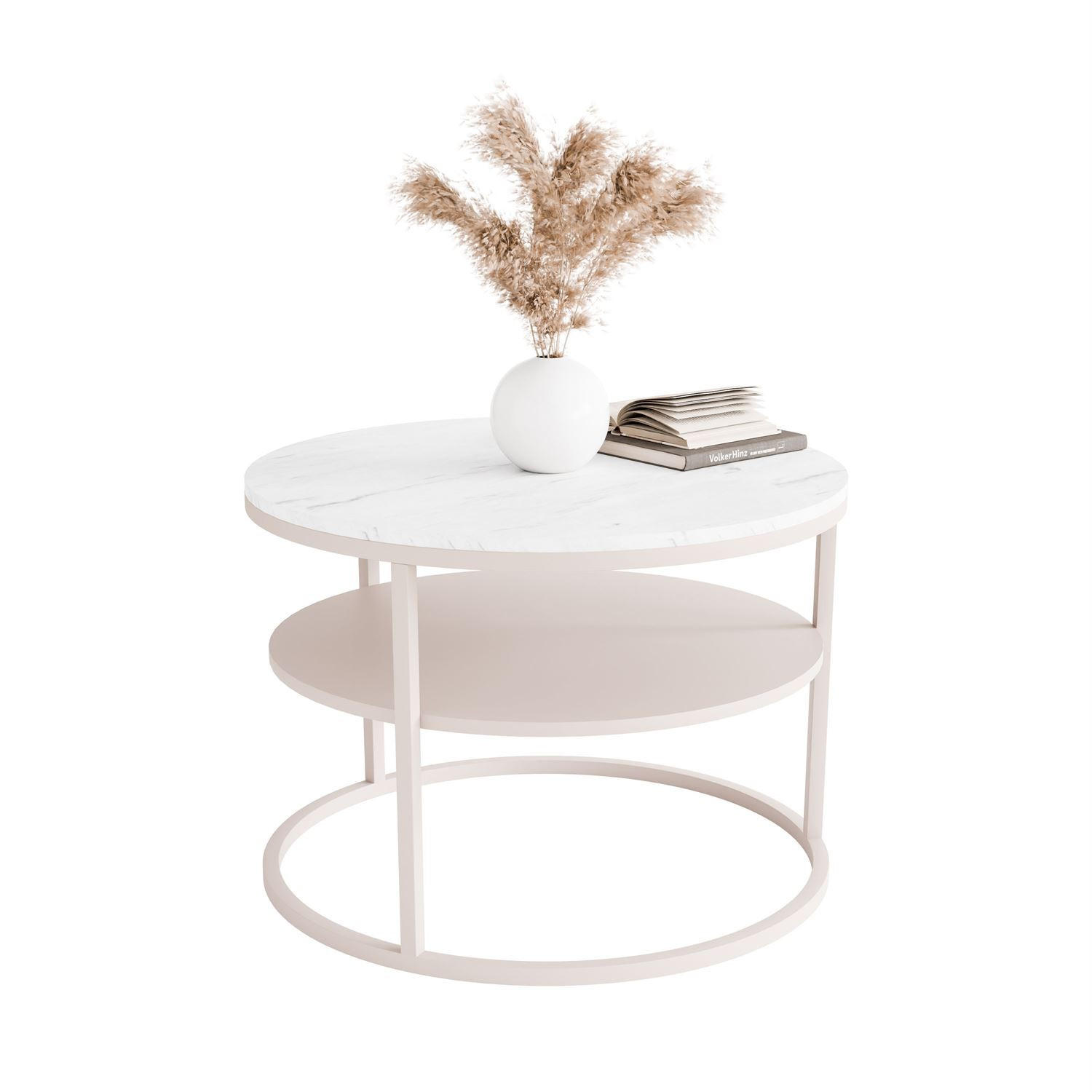 COUCHTISCH CIRI MATT KASCHMIR mit Ablage Platte Levanto - Weiß, Holzwerkstoff (70/70/49cm) - Lookway