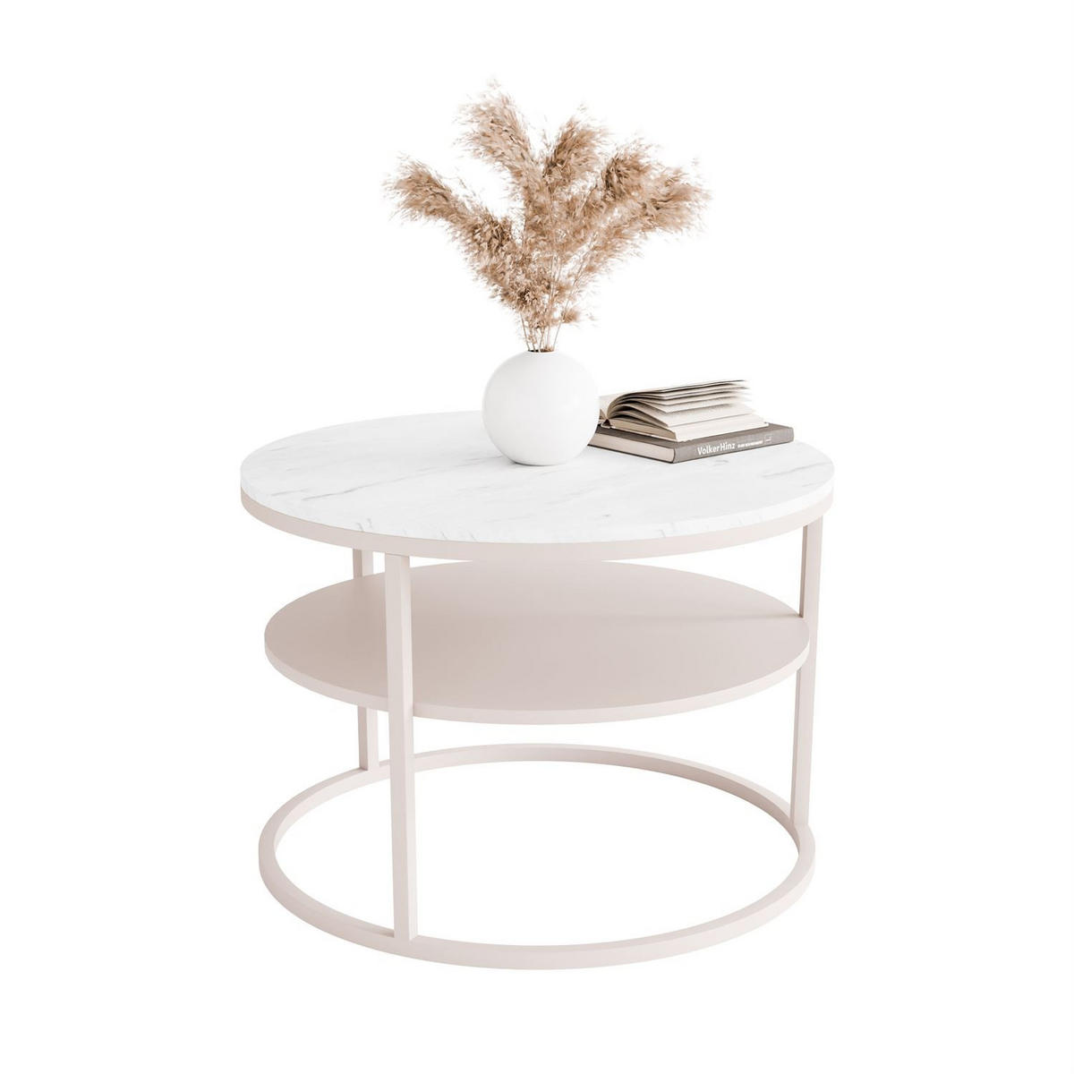 COUCHTISCH CIRI MATT KASCHMIR mit Ablage Platte Levanto - Weiß, Holzwerkstoff (70/70/49cm) - Lookway