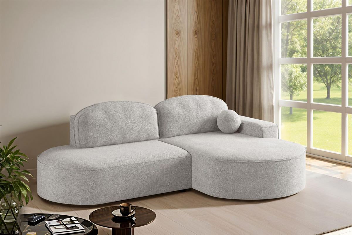ECKSOFA Girona Mit Schlaffunktion - Hellgrau, Holzwerkstoff/Textil (278/179cm) - Fun Möbel