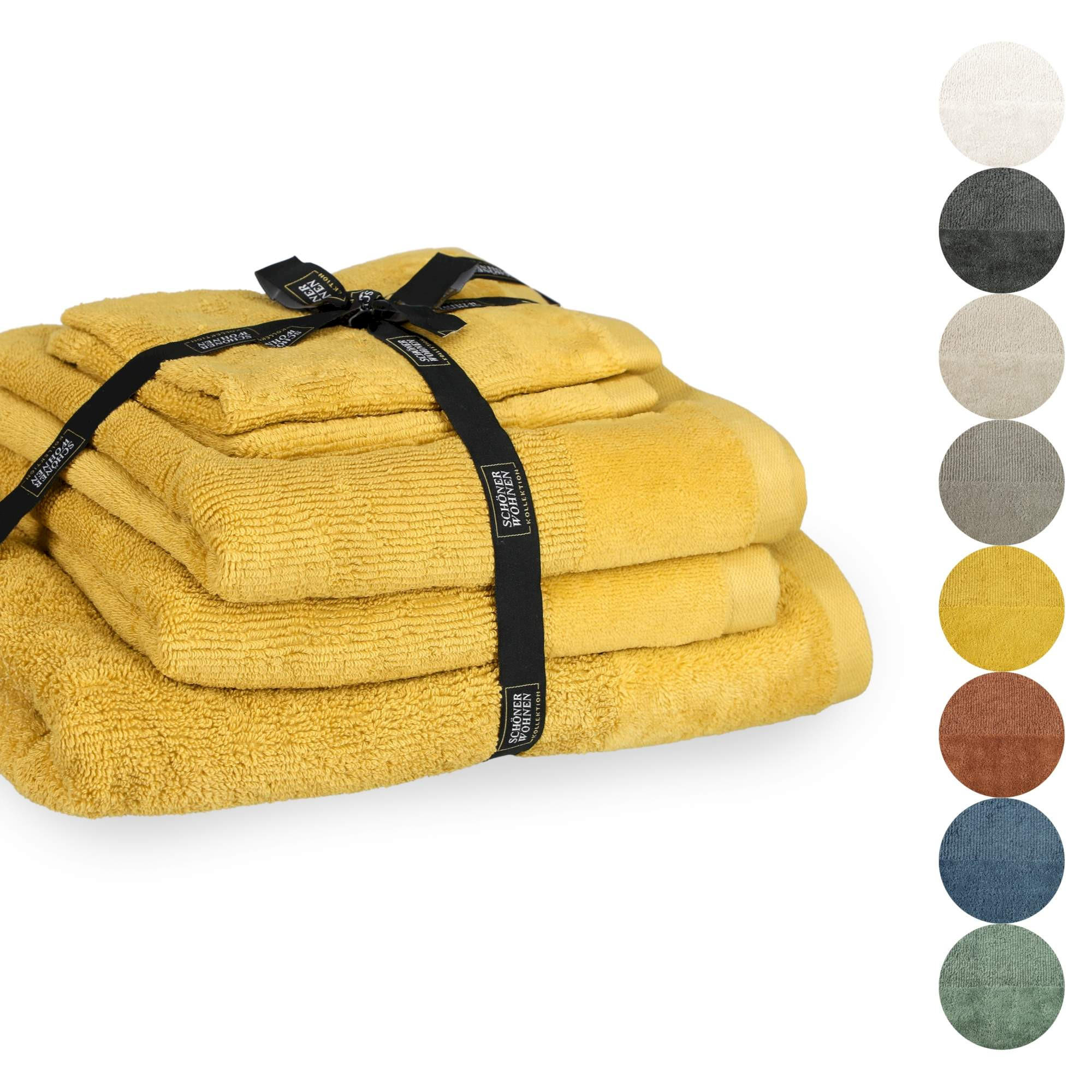 HANDTUCH SET SENSE 5tlg. - Gelb, Textil (50/100cm) - Schöner Wohnen
