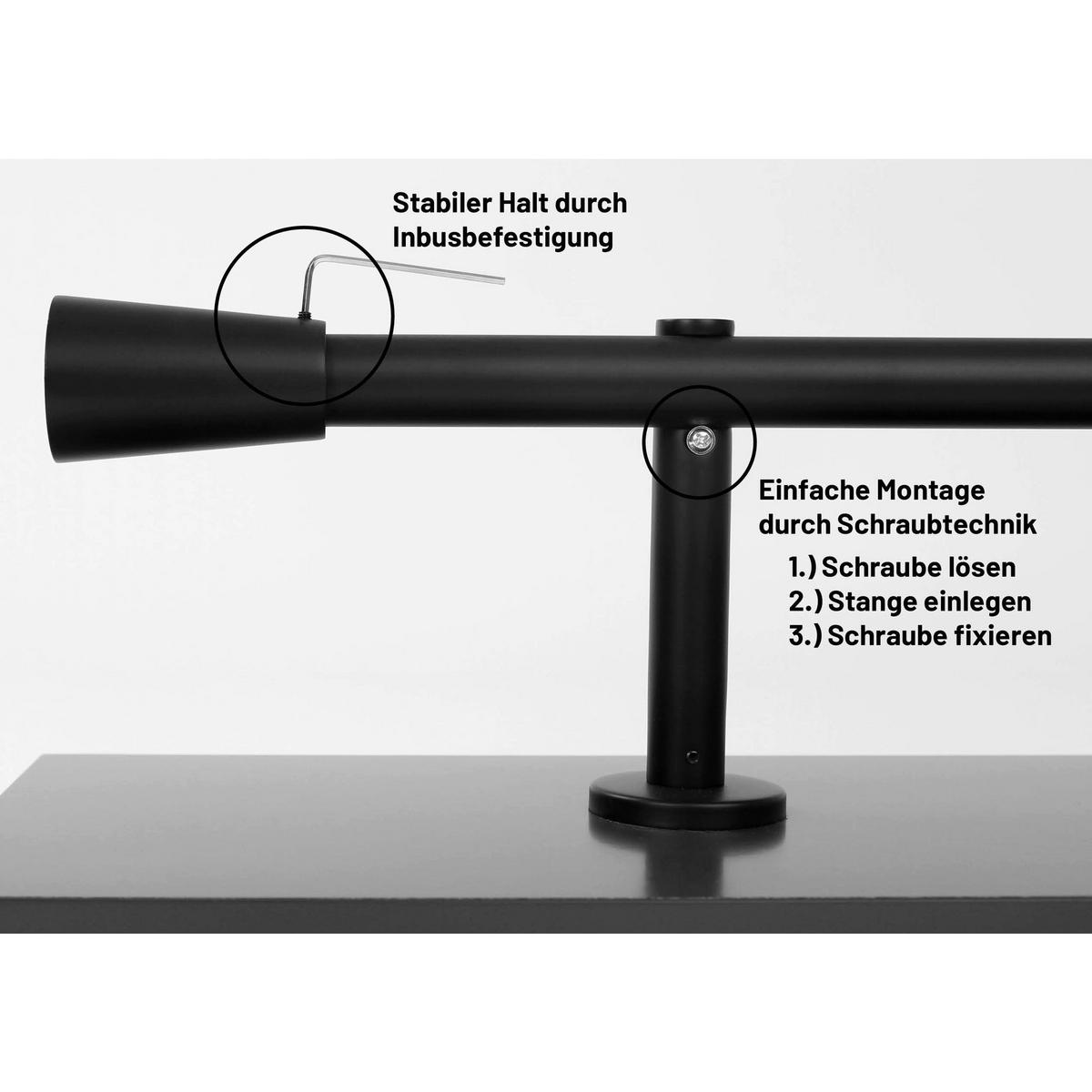 GARDINENSTANGE auf Maß 1-lauf Wandmontage Kegel 510cm - Schwarz, Metall (510cm) - Deco-Raum