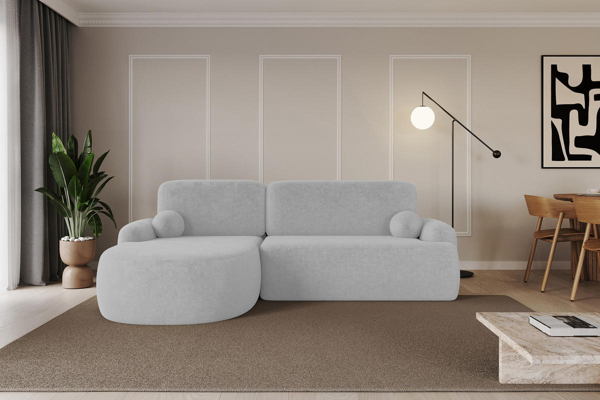 ECKSOFA mit Schlaffunktion und Bettkasten LIRA-L - 264x172x89 Hellgrau - Hellgrau, Holzwerkstoff/Textil (264/172cm) - ALTDECOR
