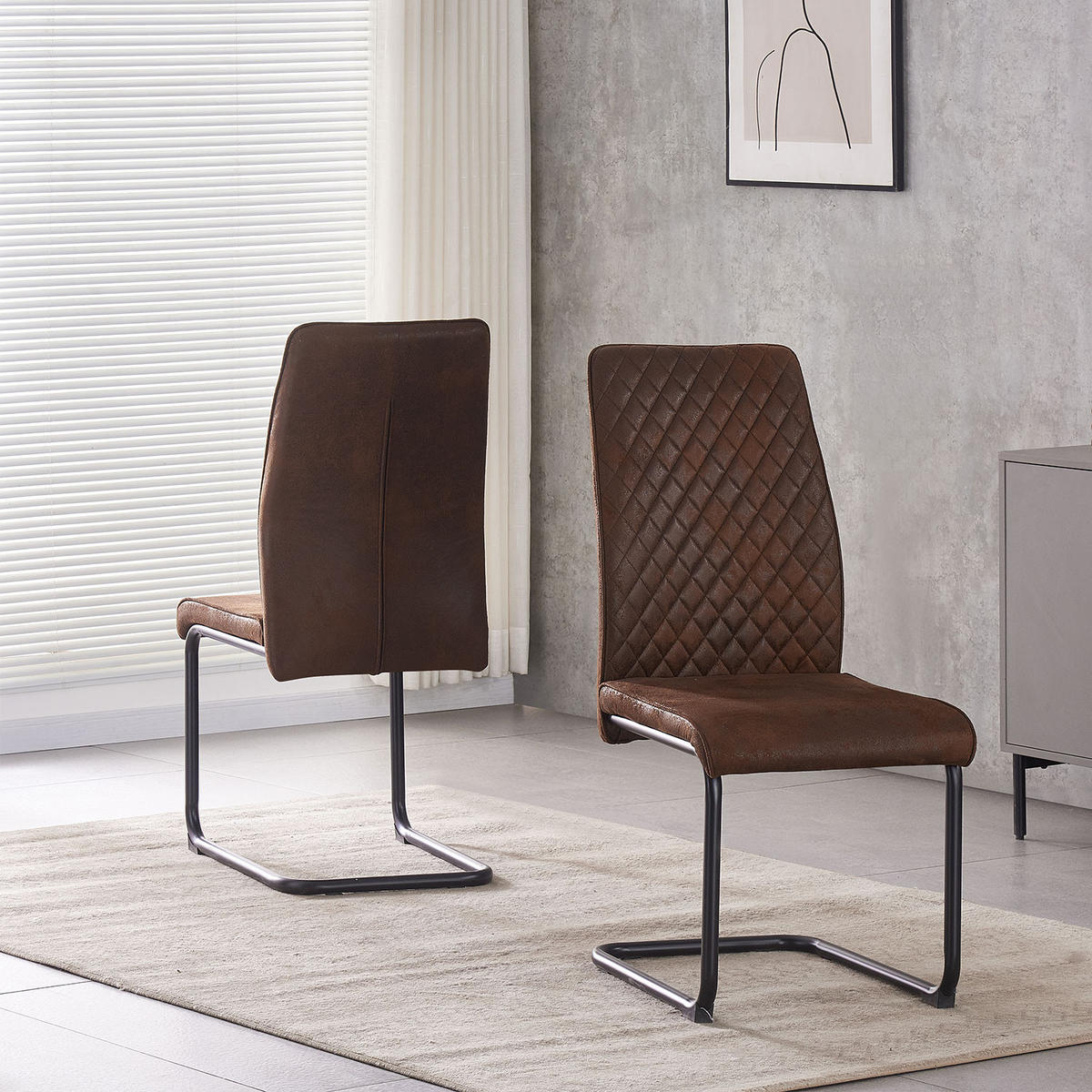SCHWINGSTUHL THEO Braun 4 Stück - Braun, Textil/Metall (44/98/58cm) - B&D Home