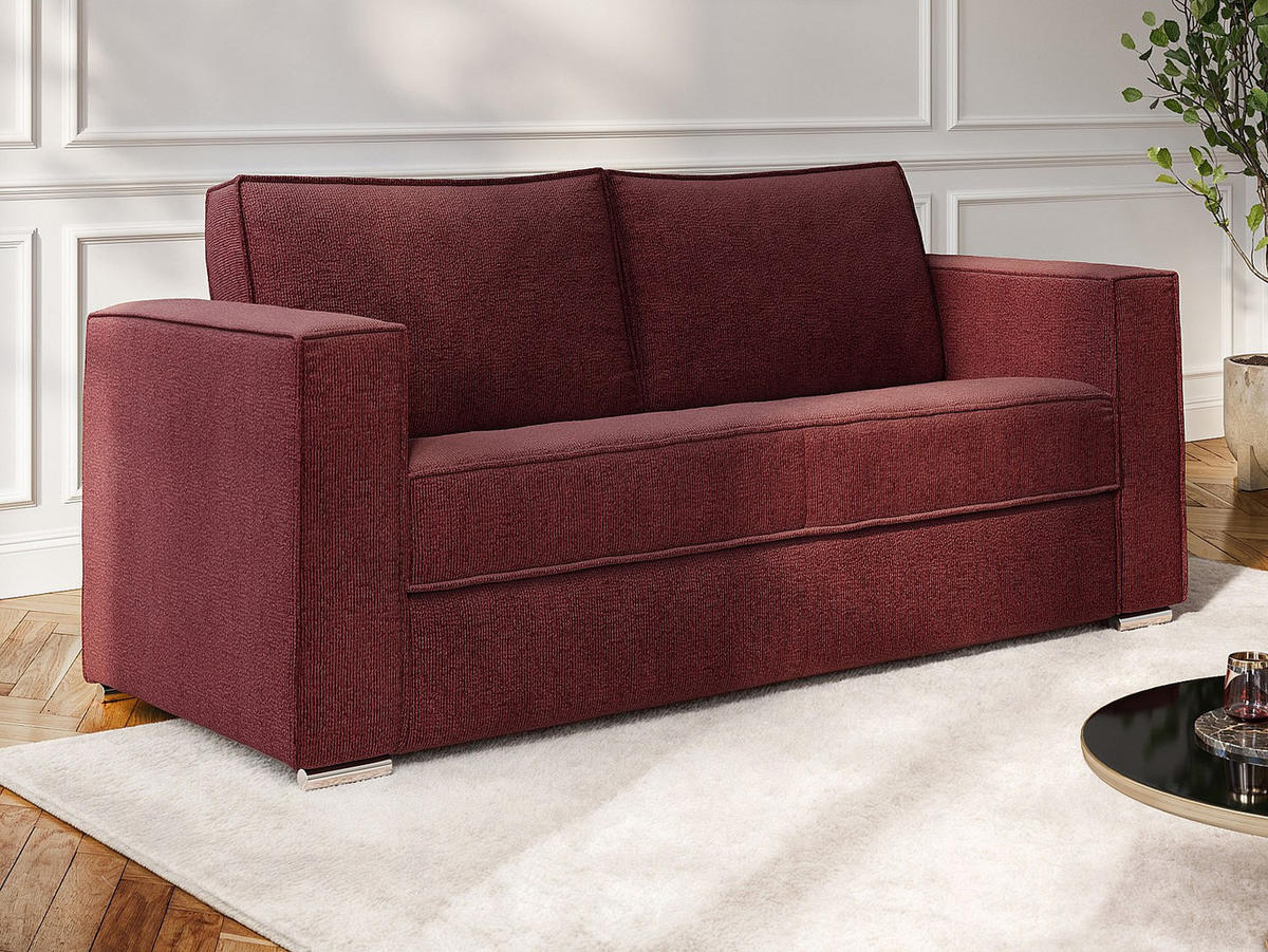 SCHLAFSOFA - 3 Personen - Stoff - Bordeaux - - Bordeaux, Textil (195/90/223cm) - Vente-Unique