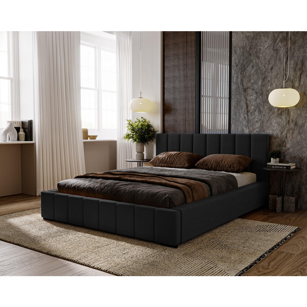 Thumbnail - Marpur Polsterbett, Schwarz, Textil, Höhe ca. 18 cm, 180x200 cm, Oeko-Tex® Standard 100, Schlafzimmer, Betten, Polsterbe...