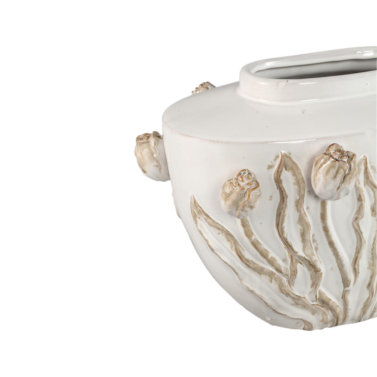 TOPF Naomae Weiß 40/30/28cm - Weiß, Keramik (28cm) - PTMD Collection