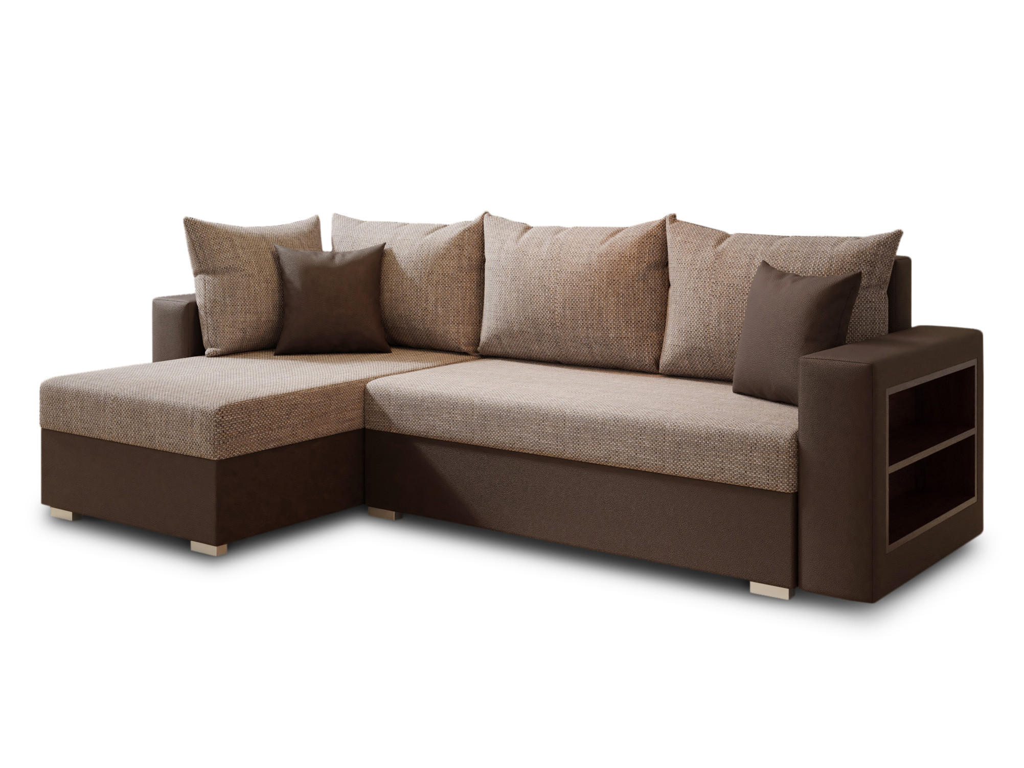 ECKSOFA Lord, Seite: Links - Braun, Holz/Textil (238/141cm) - Sofnet