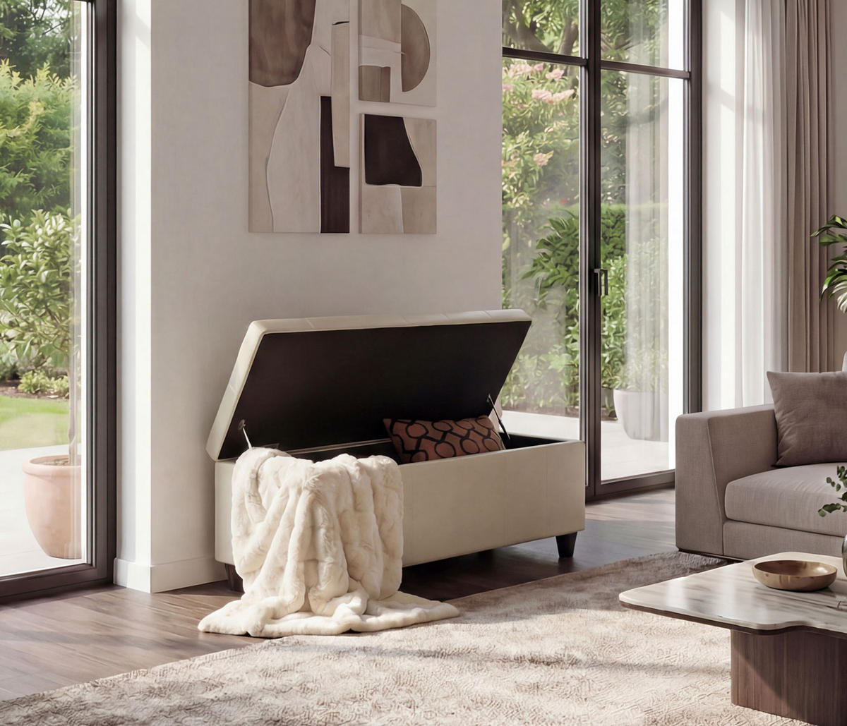 AUFBEWAHRUNGS-TRUHE Beige - Beige, Textil (114/45/45cm) - MCW