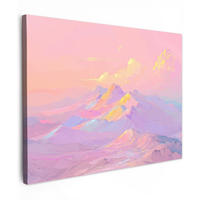 LEINWANDBILD Berggipfel - Wolken - Verträumt Wandbilder 80x60 cm - Hellrosa, Textil (80/60cm) - MuchoWow