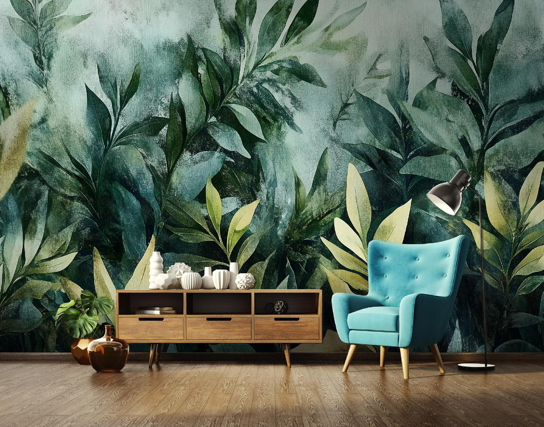 FOTOTAPETE Blätter Nature Wohnzimmer Vliestapete 400x280 - Grün, Papier (400/280cm) - Wallarena