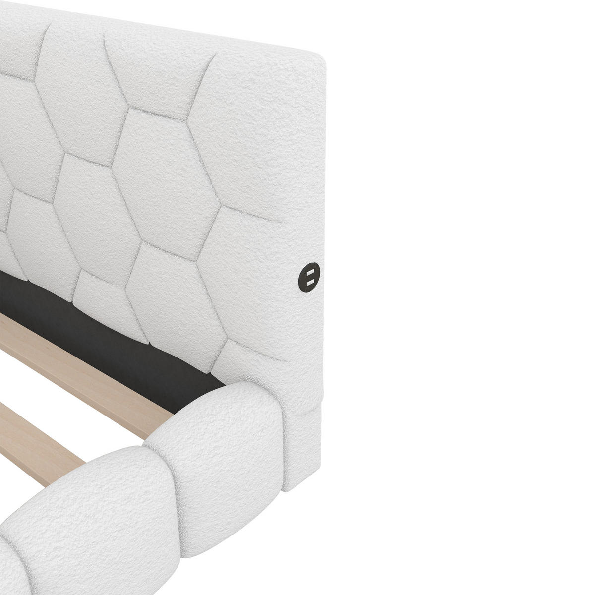 TAGEBETT 90x200cm Weiß Vliesimitat 16 Farben Umgebungslicht USB-C - Weiß, Holz (90/200cm) - FLIEKS