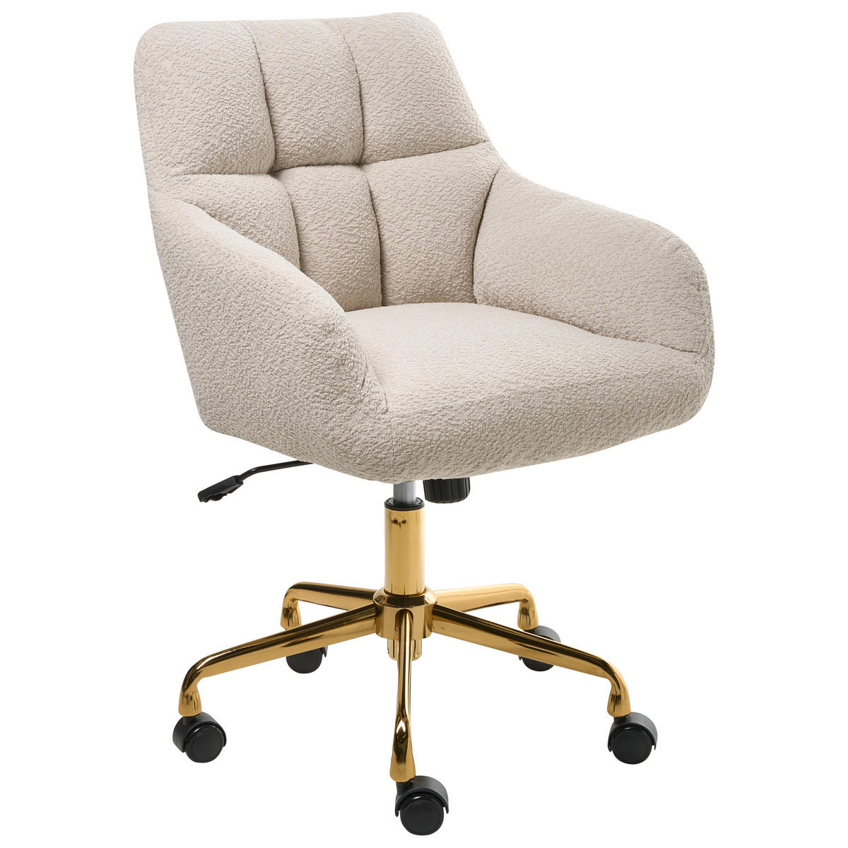 SCHREIBTISCHSTUHL Beige Palmdale - Beige/Goldfarben, Textil (58/87/61cm) - Beliani