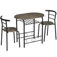 BISTRO-SET Tisch mit 2 Stühlen 80 x 53 x 74,5 cm Schwarz - Schwarz, Metall (53/74.5/80cm) - Meubliv
