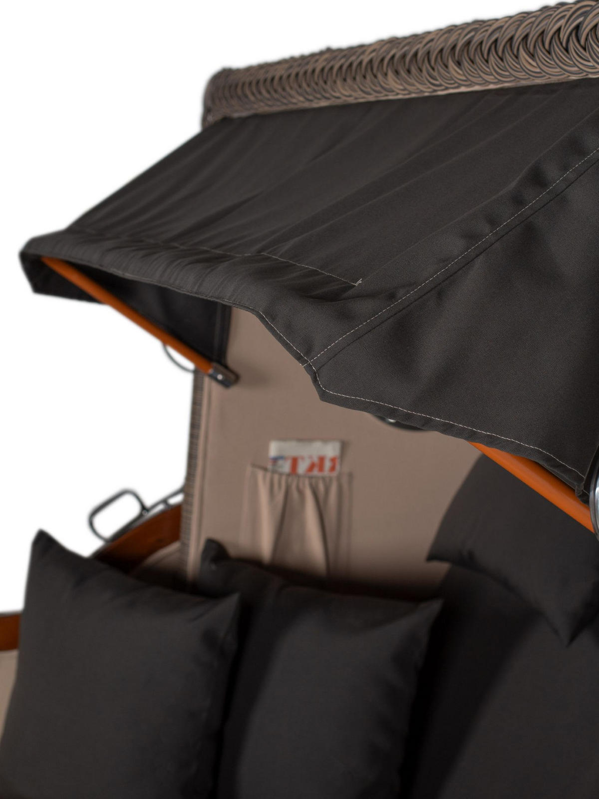 STRANDKORB Komplettset: Ammersee Mahagoni Bullauge - PE grau - Modell 548 - Grau, Holz/Kunststoff (125/165/80cm) - bene living