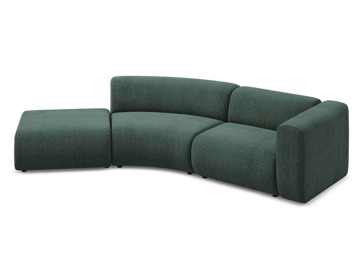 ECKSOFA mit Schlaffunktion Samt Stoff Grün - Dunkelgrün/Schwarz, Kunststoff/Textil (149/240cm) - Makamii