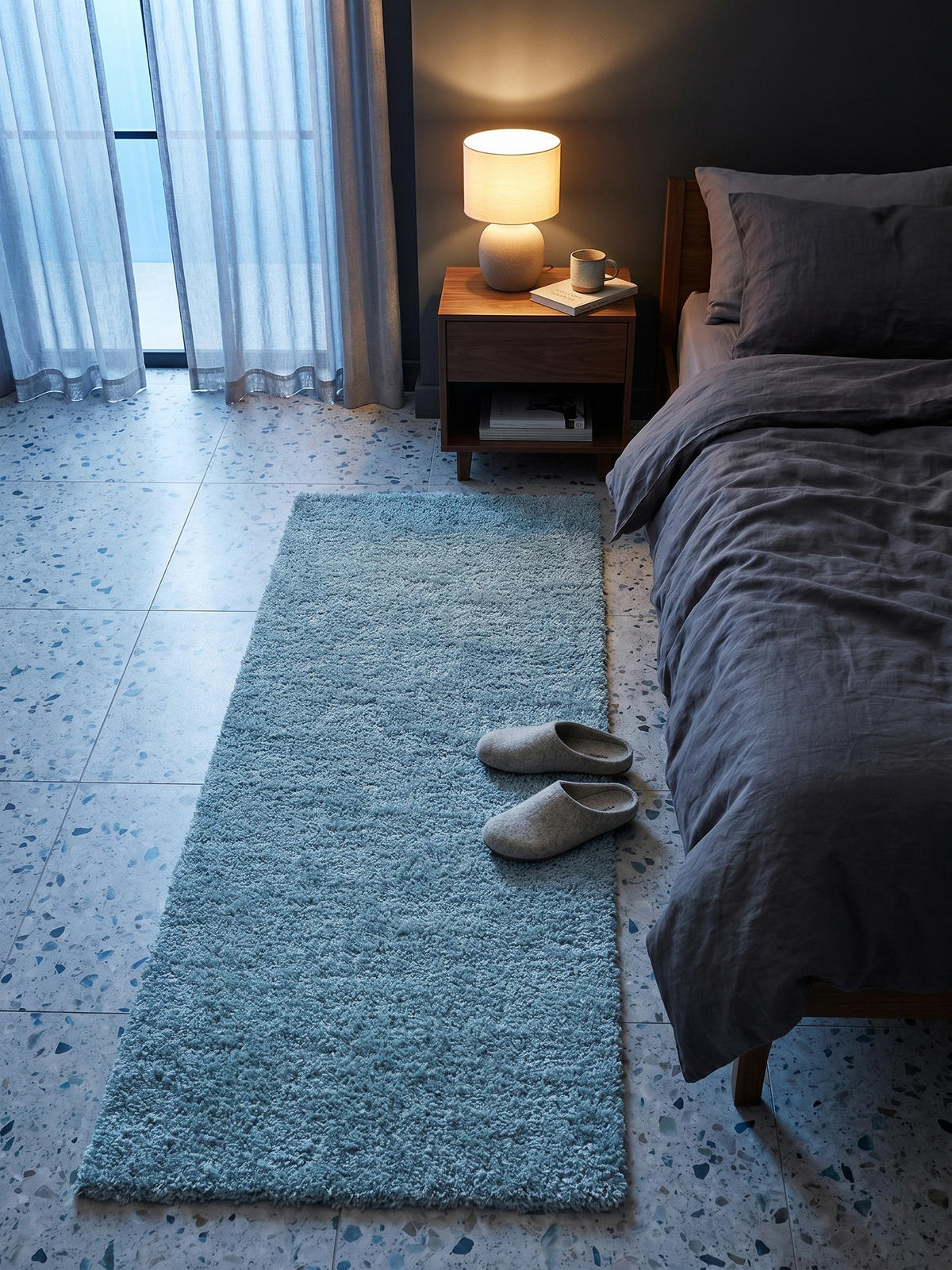 TEPPICH Hochflor Shaggy Einfarbig Weich Flauschig Waschbar Läufer Blau 80x250 cm – SALZACH - Blau, Textil (80/250cm) - KADIMA DESIGN