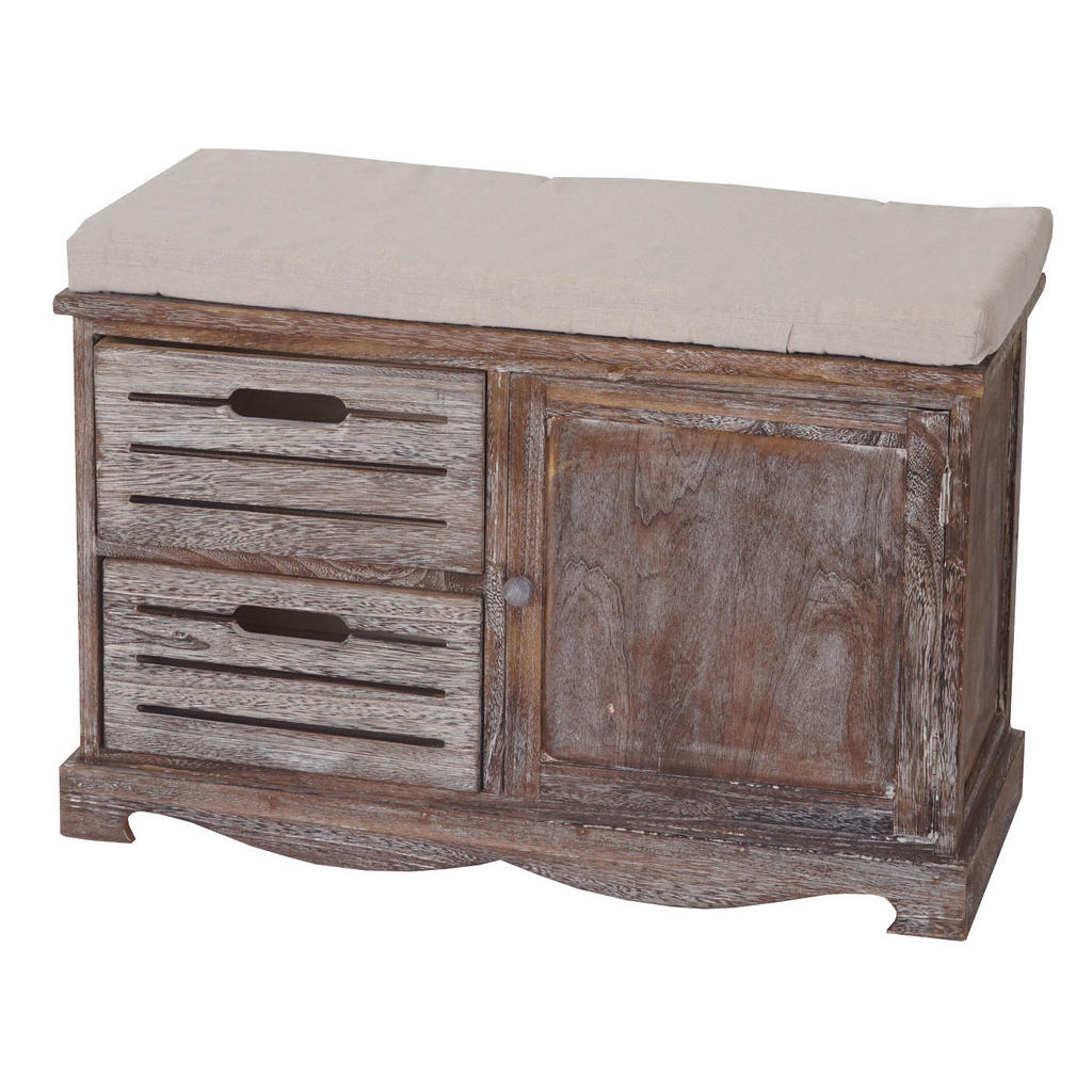 Thumbnail - MCW Sitzbank, Braun, Weiß, Holz, 71x49x32 cm, Garderobe, Garderobenbänke, Garderobenbänke