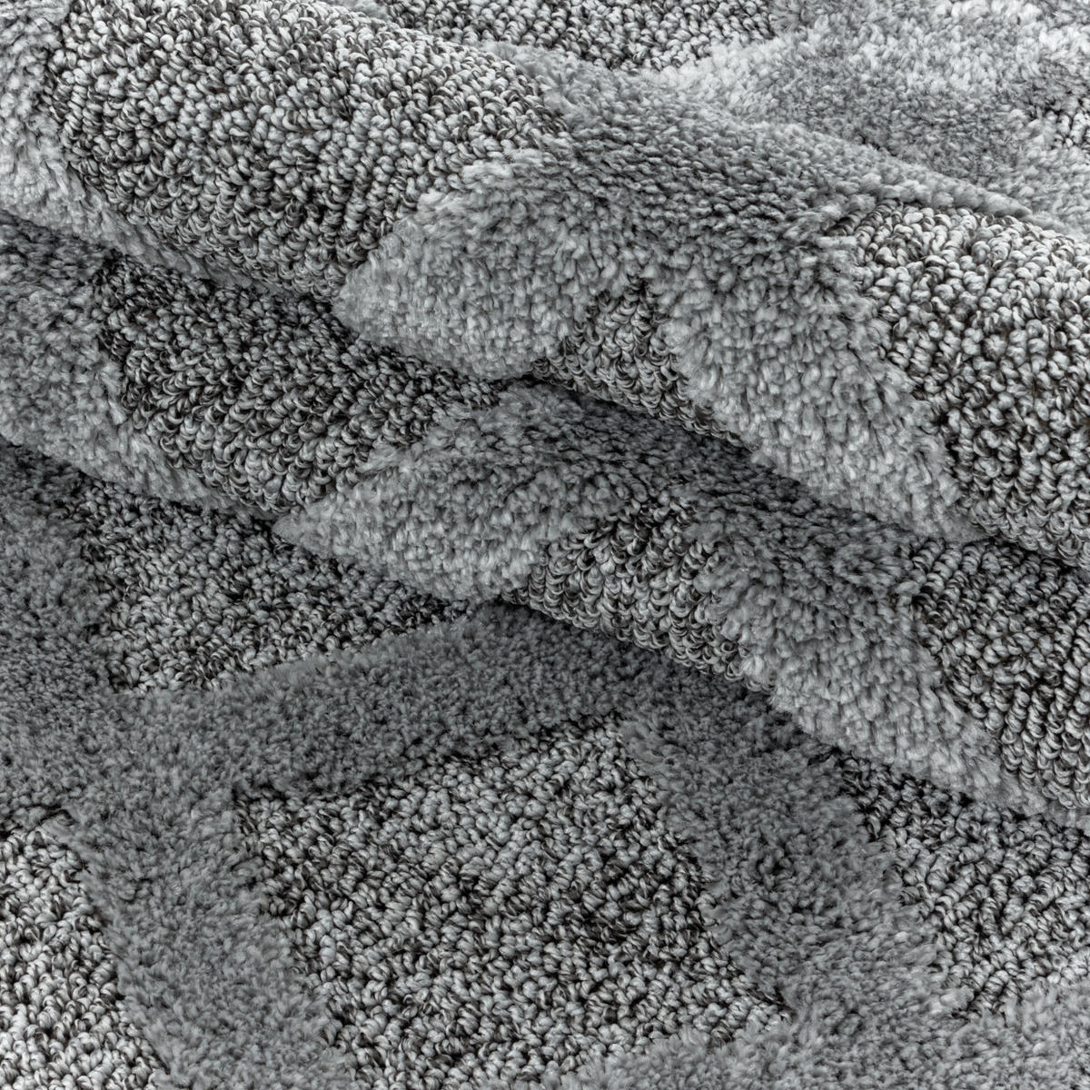 TEPPICH 3D-Effekt Geo-Muster Skulptural Waschbar Esszimmer Strapazierfähig Grau 240x340 cm – EISACK - Grau, Textil (240/340cm) - KADIMA DESIGN