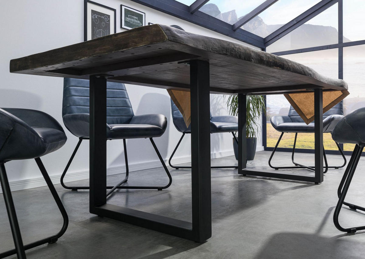 BAUMTISCH Mango 200x100x77 grau lackiert / U-Beine anthrazit matt FREEFORM 5 - Grau, Holzwerkstoff (100/200/77cm) - Massivmoebel24