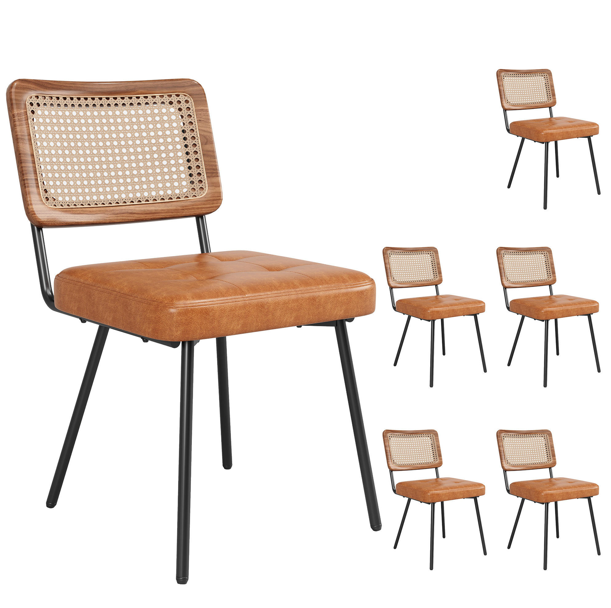 ESSZIMMERSTUHL mit PE-Rattan-Rückenlehne 61 x 46 x 79 cm Braun - Braun, Metall (44/79/46.2cm) - Meubliv