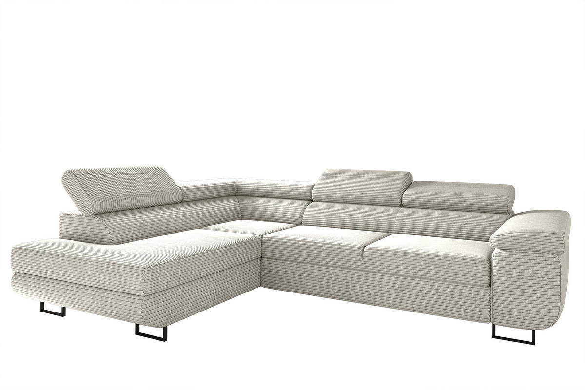 ECKSOFA ATOMIC Mit Schlaffunktion, Stoff Poso, Hellgrau, Links - Hellgrau, Holz (203/277cm) - Kaiser Möbel