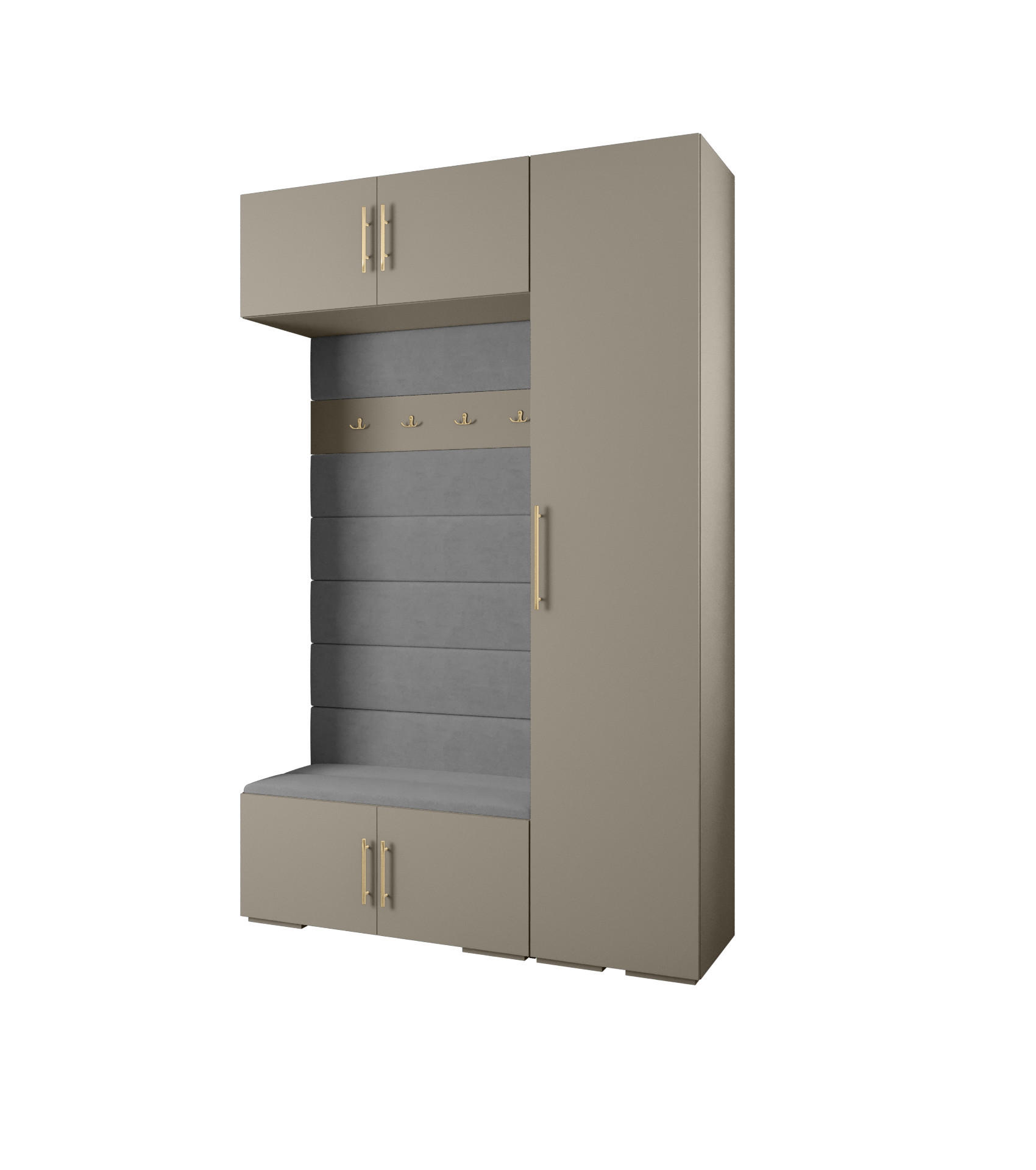 Abiks Möbel Garderoben-Set Kaschmir, Grau, Gold 150x236.7x47 cm