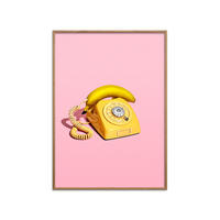 POSTER mit Rahmen Supermercat - Banana phone - Pink/Eichefarben, Holz/Papier (30/40cm) - Poster&Frame