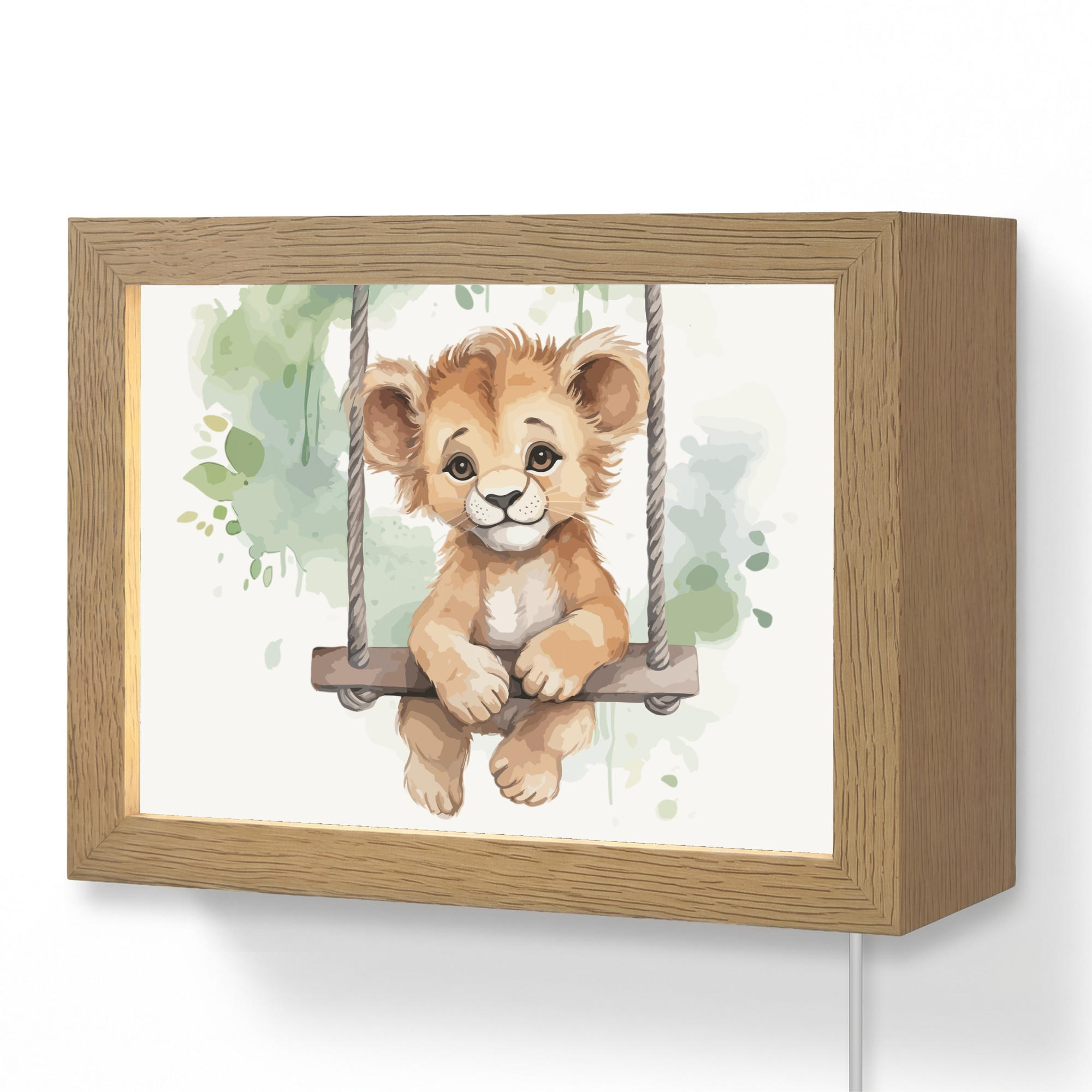WANDLEUCHTE Löwe - Tier - Kinder - Dschungel 20x15 cm - Weiß, Holzwerkstoff (20/15/8cm) - OnlyWow