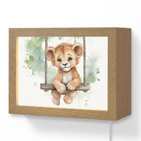 WANDLEUCHTE Löwe - Tier - Kinder - Dschungel 20x15 cm - Weiß, Holzwerkstoff (20/15/8cm) - OnlyWow