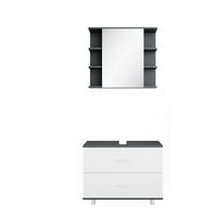 BADMÖBEL-SET Ilias Weiß/Anthrazit 2 Teile, Unterschrank 80 cm - Anthrazit/Weiß, Holzwerkstoff (80.2/60.8/33cm) - Vicco