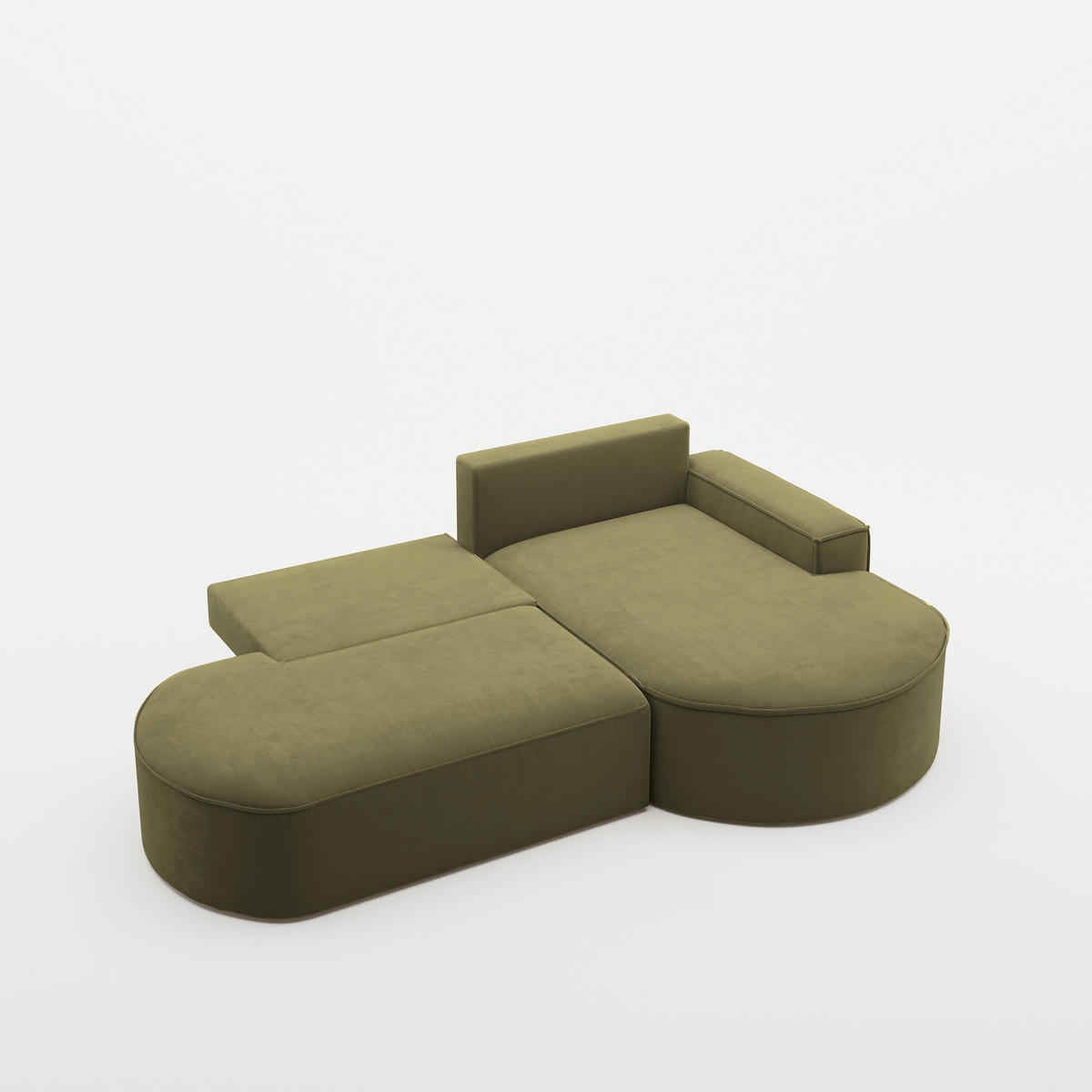ECKSOFA Modena Pro - Komfort Und Stil Stoff Salvador Olive Rechts - Hellgrün, Holz (278/179cm) - Kaiser Möbel