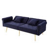 SCHLAFSOFA 2-Sitzer mit verstellbarer Rückenlehne Samt Antique Blue 200/100/85 cm - Blau, Kunststoff (173/70/75cm) - OKWISH