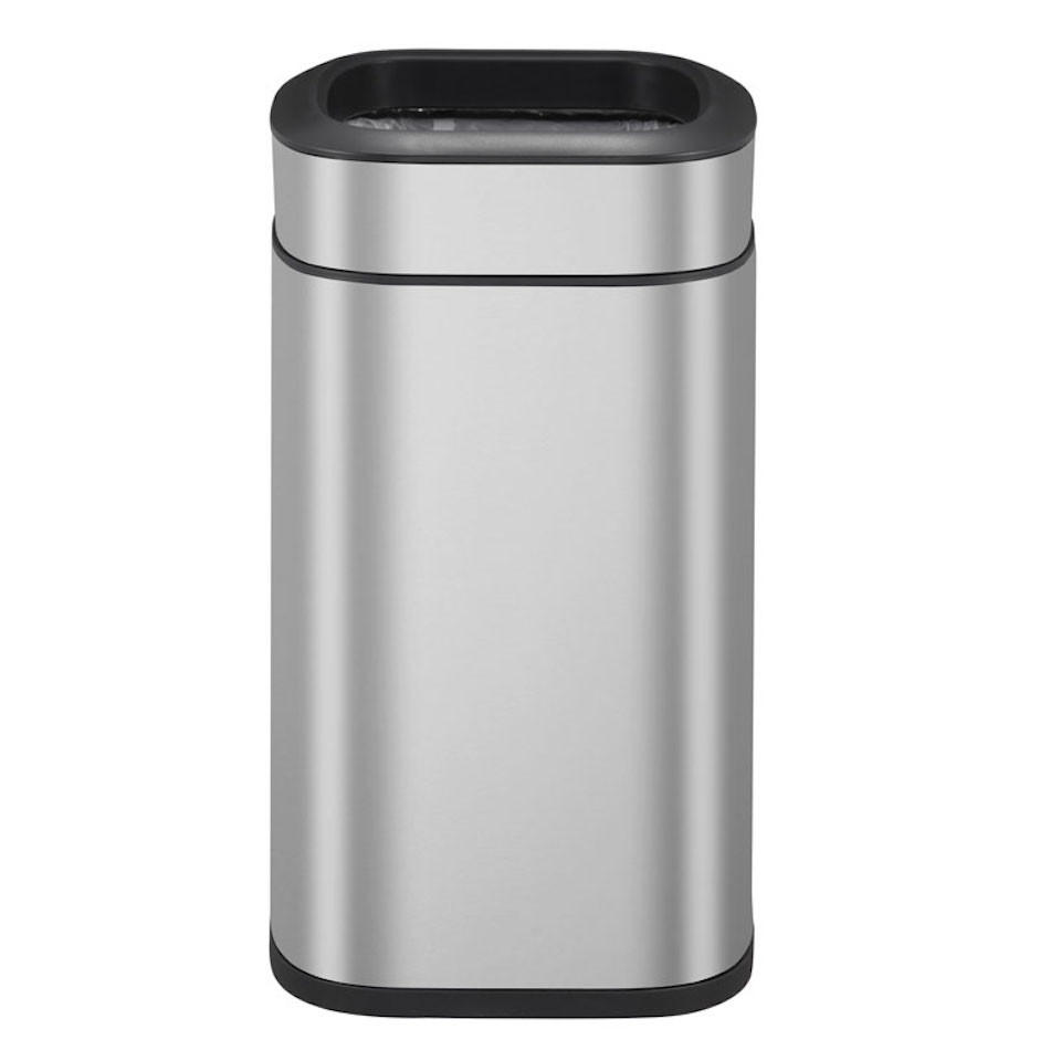 MÜLLEIMER Rechteckiger Aus Gebürstetem Edelstahl Mit Offener Einwurfsöffnung 20 Liter 43 x 35,5 x 22,5 cm Silber - Silberfarben, Metall (35.5/43/22.5cm) - PROREGAL