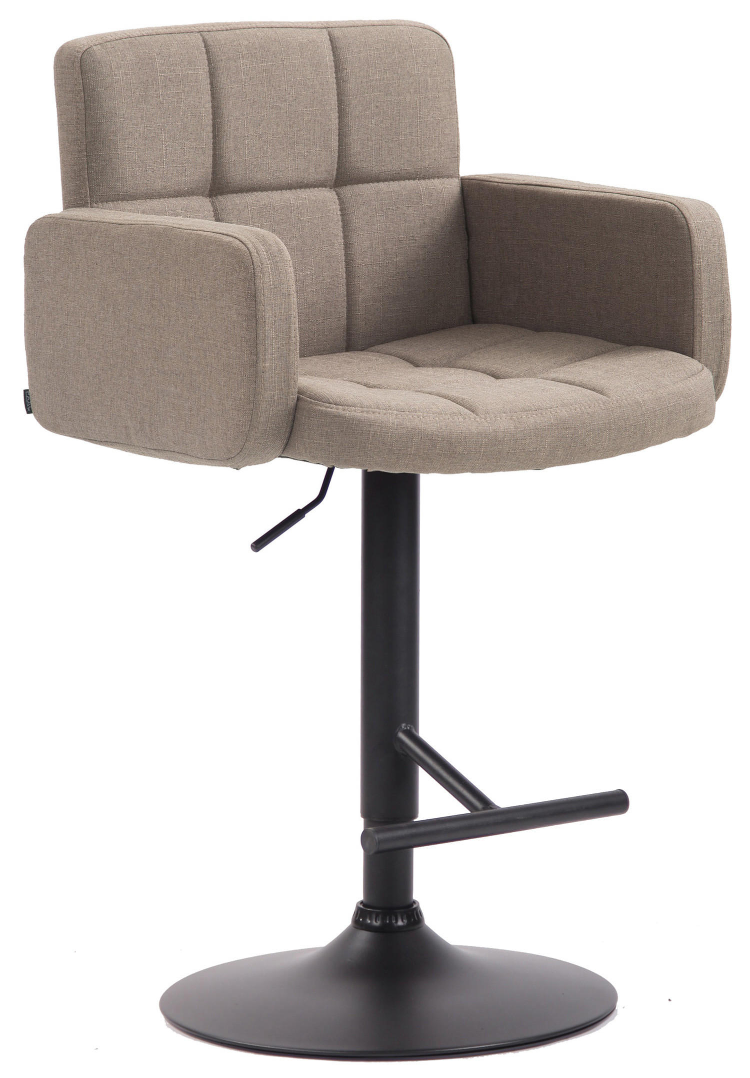BARHOCKER Lausanne, Gestell schwarz, Stoff Taupe - Taupe/Schwarz, Textil/Metall (60/100/56cm) - TPFLiving
