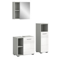 BADMÖBEL-SET 3-teilig weiß Hochglanz, grau 105 cm, Komplettset mit Soft-Close - Weiß Hochglanz/Grau, Glas/Holzwerkstoff (105/190/32cm) - Inn.Furn