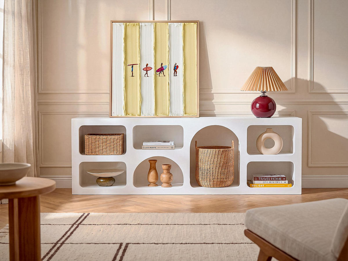 TV-BOARD - 160 cm x 40 cm - holz - weiß Luela - Weiß, Holz (160/51/40cm) - Vente-Unique